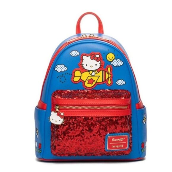 Loungefly Sanrio Hello Kitty Flight Adventure Plane Sequin Mini Backpack Bag NWT main image 9